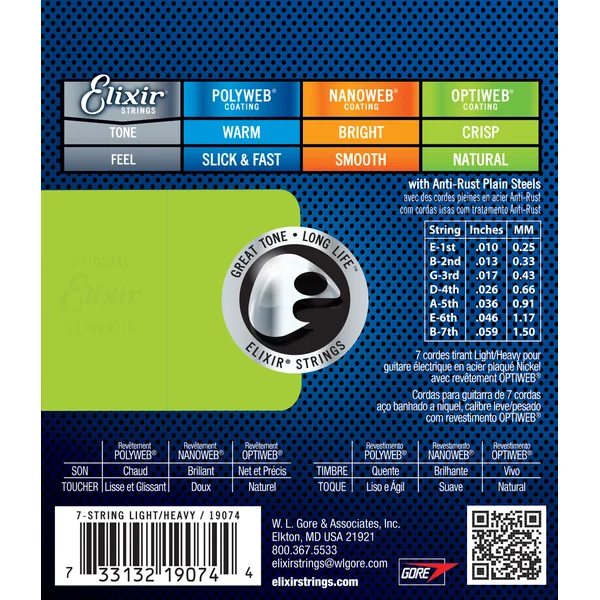 19074 7-String Optiweb NPS Electric Guitar Strings 10-59 - jeu de 7 cordes