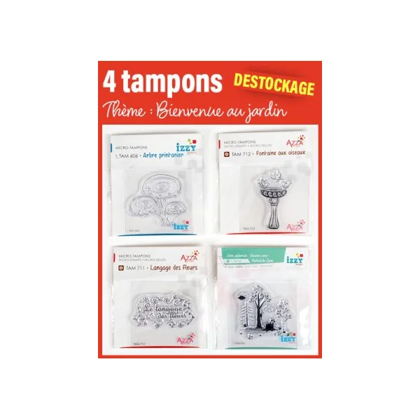 4 tampons - Thème "Bienvenue dans mon jardin"
