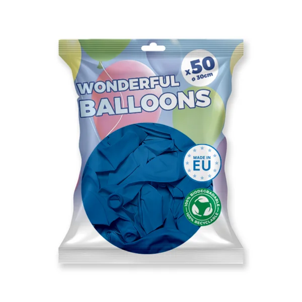 50 Ballons de baudruche bleu medium - 30 cm