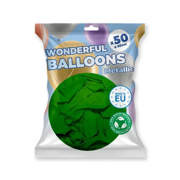 50 Ballons de baudruche Vert clair métallisé 30 cm