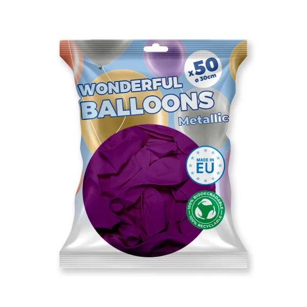 50 Ballons de baudruche violets métallisé 30 cm