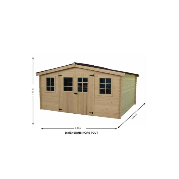 Abri de jardin 12,64 m² épicéa massif Abri jardin bois rangement bois outillage de jardin chalet en bois cabanon bois