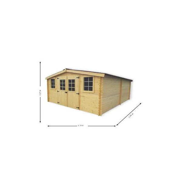 Abri de jardin 20,96m² épicéa massif Abri jardin bois rangement bois outillage de jardin chalet en bois cabanon bois