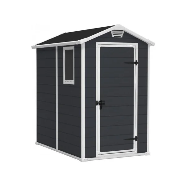 Abri de jardin 2,50m² en résine gris foncé + plancher Abri jardin résine rangement bois outillage de jardin