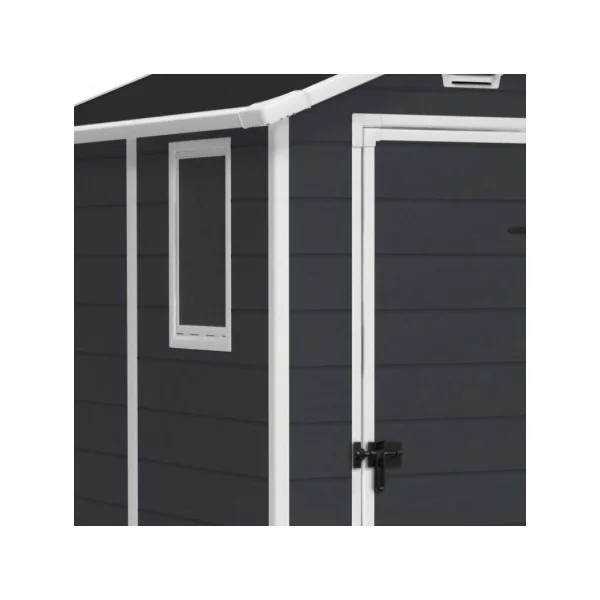 Abri de jardin 2,50m² en résine gris foncé + plancher Abri jardin résine rangement bois outillage de jardin
