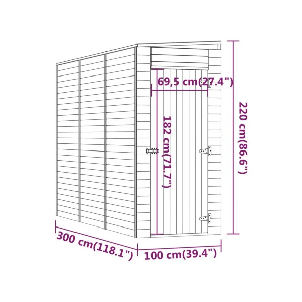 Abri de jardin 3m² adossé à un mur en pin massif Abri jardin bois rangement bois outillage de jardin cabanon bois