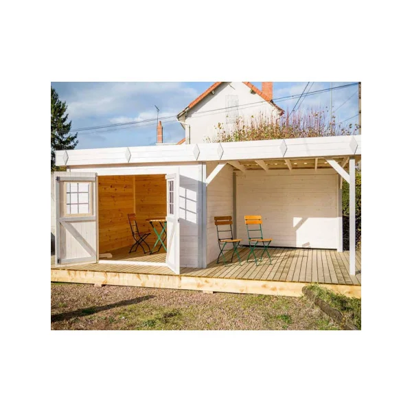 Abri de jardin avec terrasse 20,64 m² épicéa massif Abri jardin bois rangement bois outillage de jardin chalet en bois cabanon b