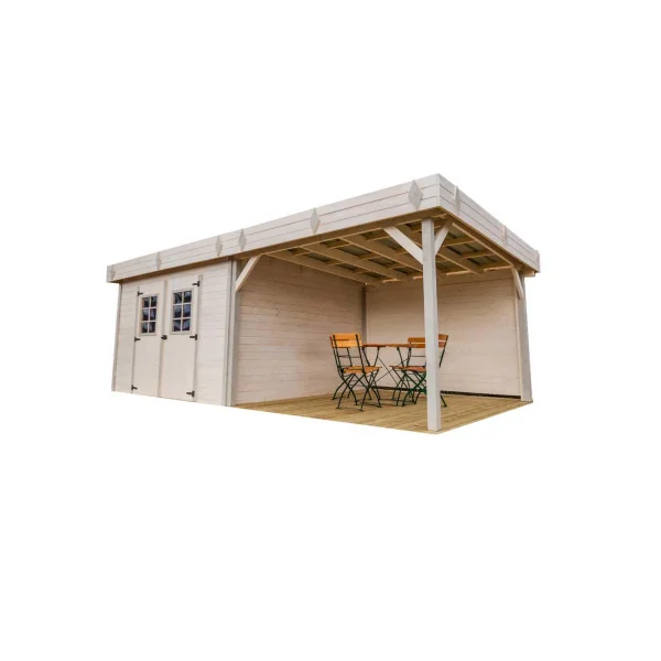 Abri de jardin avec terrasse 20,64 m² épicéa massif Abri jardin bois rangement bois outillage de jardin chalet en bois cabanon b