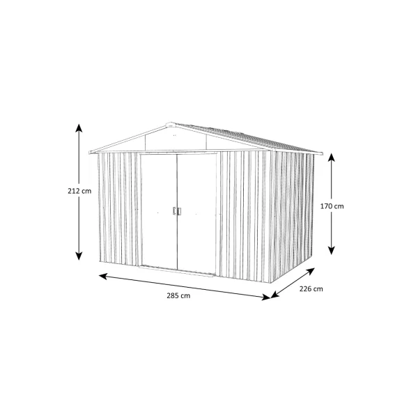 Abri de jardin en métal imitation bois 7,18m² + kit ancrage Abri jardin métallique rangement bois outillage de jardin