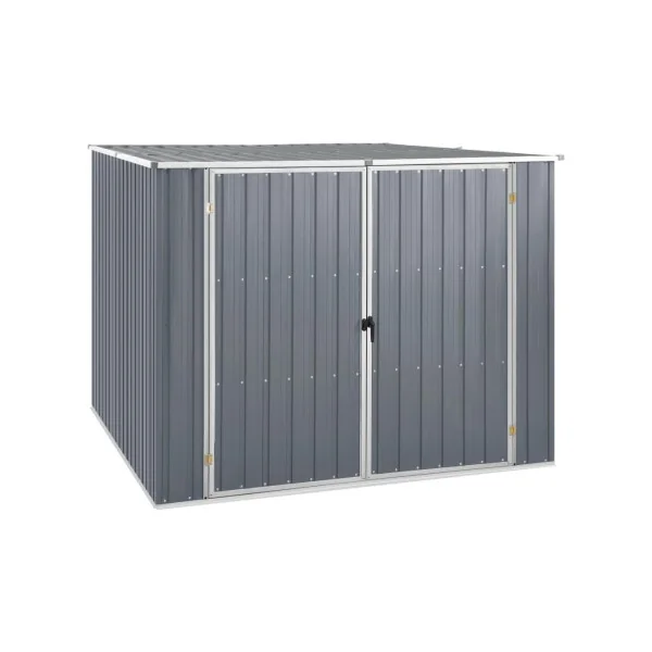 Abri de jardin gris monopente 3,86m² Abri jardin métallique rangement bois outillage de jardin