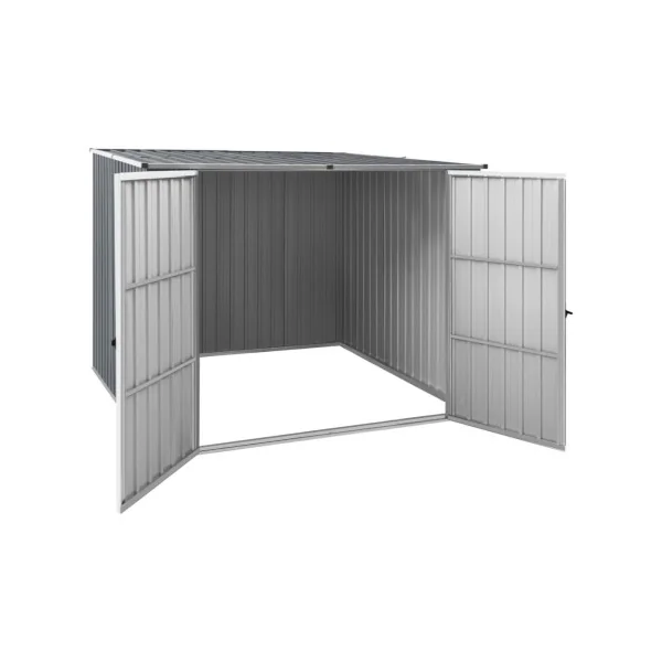 Abri de jardin gris monopente 3,86m² Abri jardin métallique rangement bois outillage de jardin