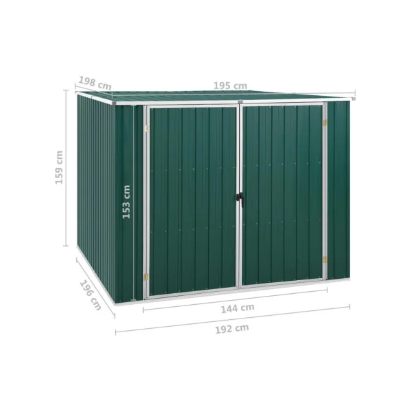 Abri de jardin vert monopente 3,86m² Abri jardin métallique rangement bois outillage de jardin