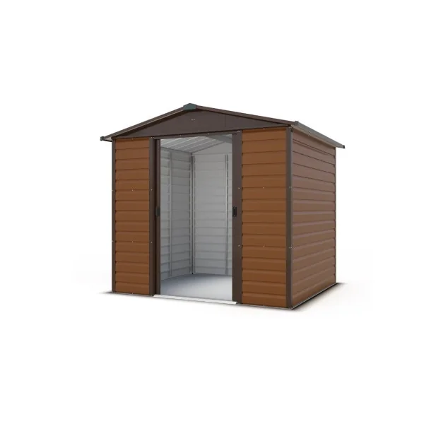 Abri jardin en métal imitation bois 4,79 m² + kit ancrage Abri jardin métallique rangement bois outillage de jardin