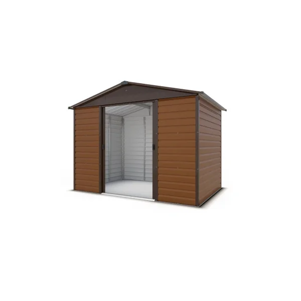 Abri jardin en métal imitation bois 5,96 m² + kit ancrage Abri jardin métallique rangement bois outillage de jardin