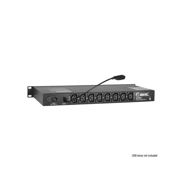 Adam Hall PCL 10 PRO Filtre et régulateur de tension 10A avec voltmètre et ampèremètre, afficheur et éclairage de rack