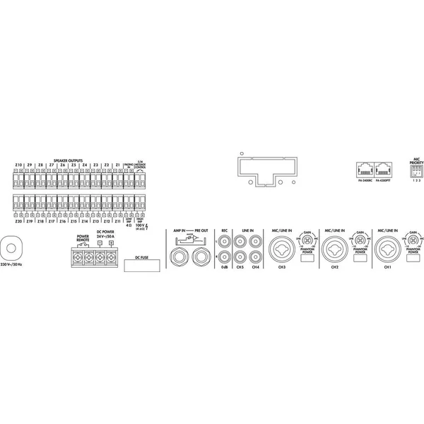 Amplificateur Public Adress mono 600W 20 zones Monacor PA-6020Z