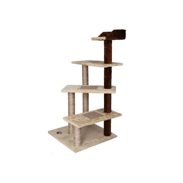 Arbre à chat 100 cm beige et marron griffoir chat sisal jeu d'escalade chat