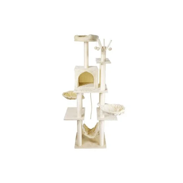 Arbre à chat 165 cm beige griffoir chat sisal jeu d'escalade chat