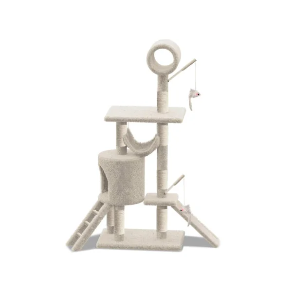 Arbre à chat Beige 155 cm avec griffoir plateforme arbre chaton