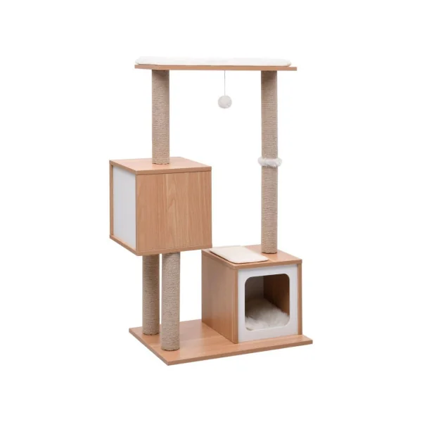 Arbre à chat blanc 104 cm tapis à gratter en sisal griffoir chat grattoir chat