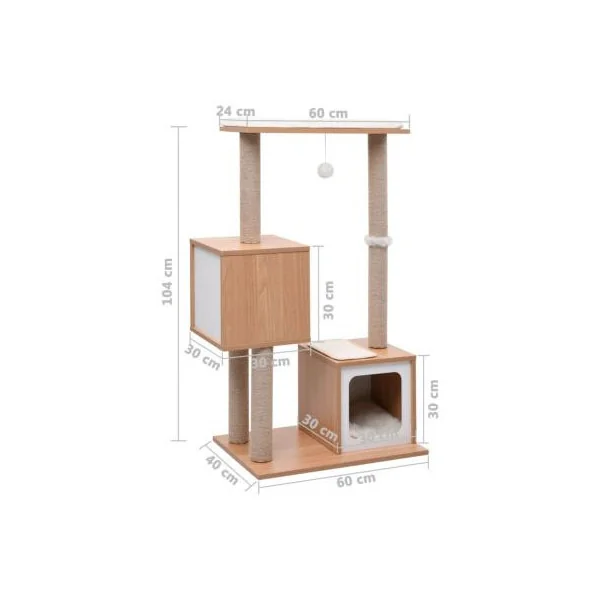 Arbre à chat blanc 104 cm tapis à gratter en sisal griffoir chat grattoir chat
