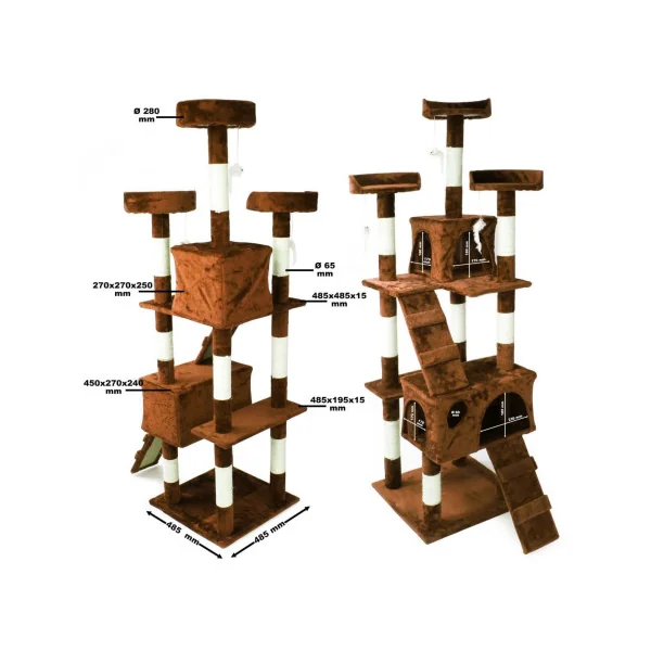 Arbre à chat griffoir chat marron et blanc arbre chaton 170 cm