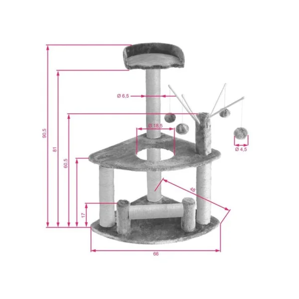 Arbre à chat noir 90,5 cm de hauteur grattoir chat griffoir chat sisal