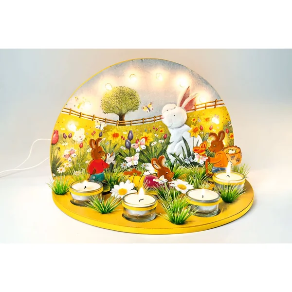 Arc lumineux avec 4 supports pour bougies à chauffe-plat