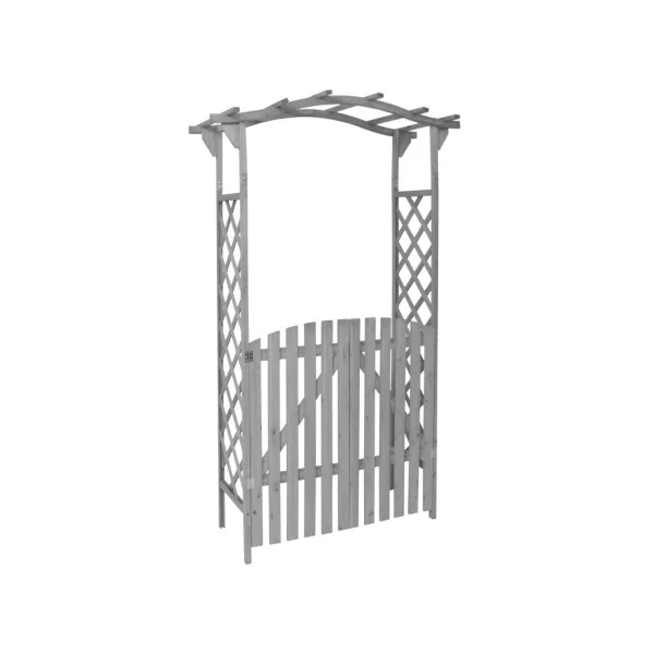 Arche de jardin avec portillon grise Arche jardin bois Arche en bois Arche plantes grimpantes Arceau jardin avec porte