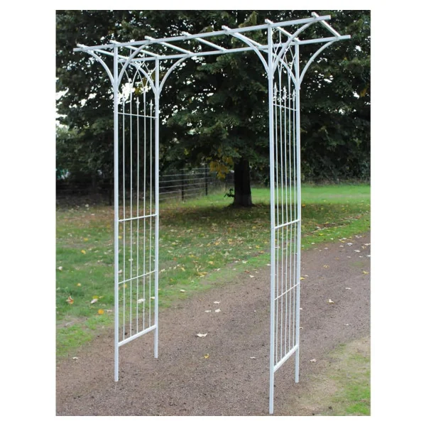 Arche de jardin moderne en métal blanc Arche jardin métal Arche en métal Arche plantes grimpantes Arceau jardin avec treillis