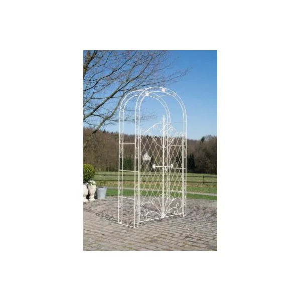 Arche jardin avec portillon en métal couleur blanc Arche de jardin métal Arche en métal Arche plantes grimpantes Arceau jardin a