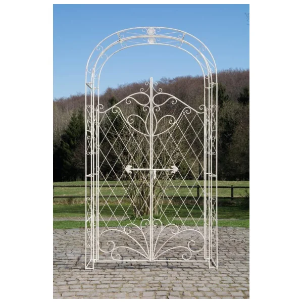 Arche jardin avec portillon en métal couleur blanc Arche de jardin métal Arche en métal Arche plantes grimpantes Arceau jardin a