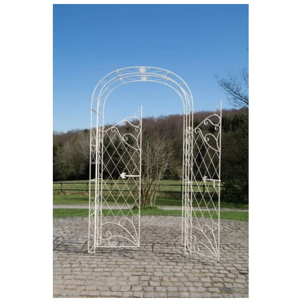 Arche jardin avec portillon en métal couleur blanc Arche de jardin métal Arche en métal Arche plantes grimpantes Arceau jardin a