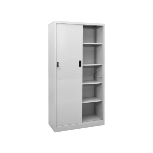 Armoire de bureau avec portes coulissantes 5 niveaux Armoire métallique Armoire en métal Armoire rangement métallique