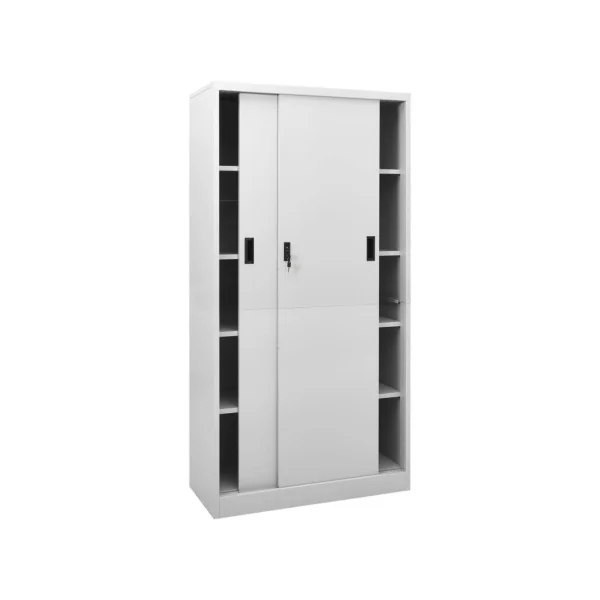 Armoire de bureau avec portes coulissantes 5 niveaux Armoire métallique Armoire en métal Armoire rangement métallique