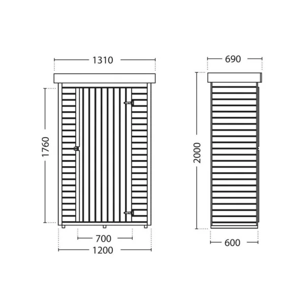 Armoire de jardin en Pin sylvestre FSC toit plat Armoire en bois armoire extérieure armoire jardin armoire de jardin armoire de