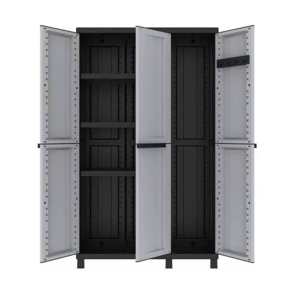 Armoire de jardin gris et noir 3 portes Armoire en PVC armoire extérieure armoire jardin armoire de jardin armoire de rangement