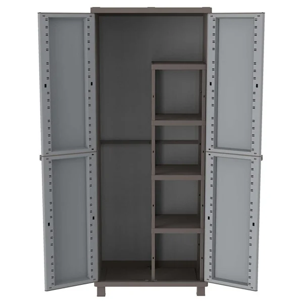 Armoire de jardin grise 2 portes avec étagères Armoire en PVC armoire extérieure armoire jardin armoire de jardin armoire de ran