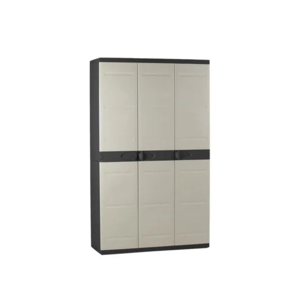 Armoire de jardin noir et beige 3 portes armoire en PVC armoire extérieure armoire jardin armoire de jardin armoire de rangement