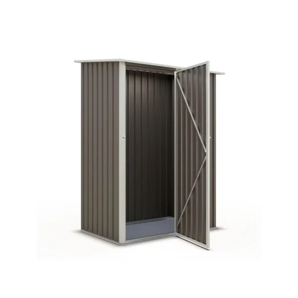 Armoire de jardin taupe 1,27 m² + kit ancrage Abri jardin métallique rangement bois outillage de jardin