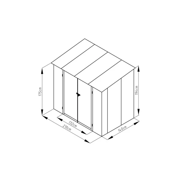Armoire de jardin taupe 3,30 m² + kit ancrage Abri jardin métallique rangement bois outillage de jardin