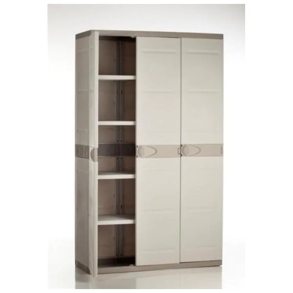 Armoire de jardin taupe et beige 3 portes Armoire en PVC armoire extérieure armoire jardin armoire de jardin armoire de rangemen