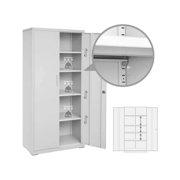 Armoire de rangement solide en métal 5 niveaux Armoire métallique Armoire en métal Armoire rangement métallique