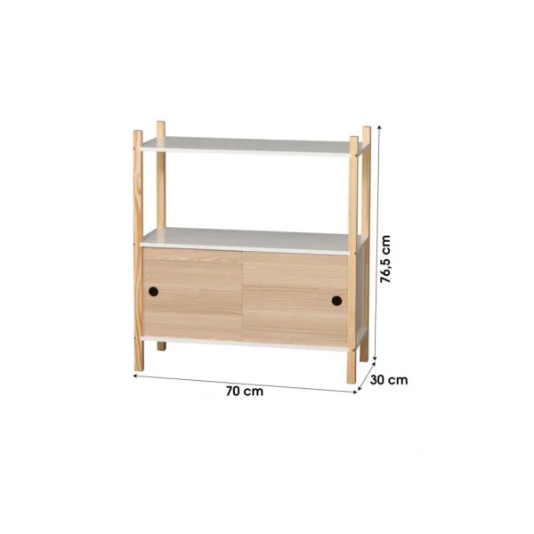 Armoire enfant avec étagères 2 portes coulissantes armoire basse de rangement
