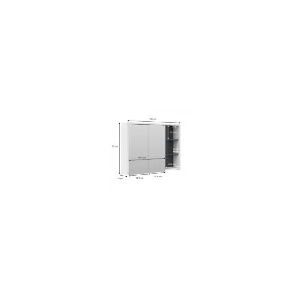 Armoire miroir blanc et anthracite miroir salle de bain avec rangement intégré