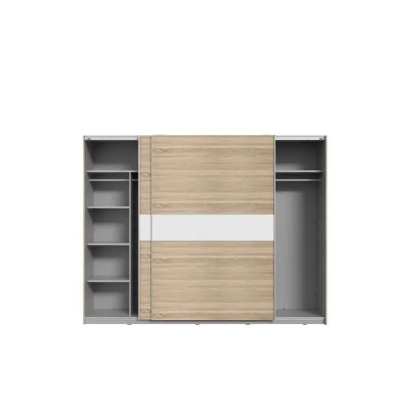 Armoire portes coulissantes chêne et blanc dressing moderne penderie chambre