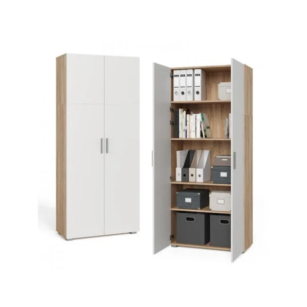 Armoire universelle blanche et chêne armoire 5 niveaux armoire chambre de rangement