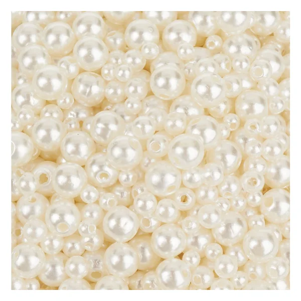 Assortiment de perles cirées VBS « Blanc », 1000 pc.