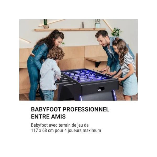 Baby foot noir éclairage LED score automatique baby foot de salon table baby foot joueurs ABS