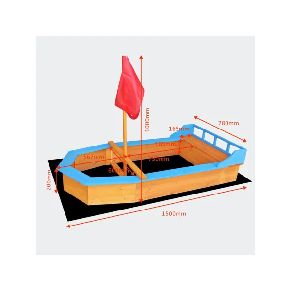 Bac à sable forme de bateau bac sable enfant jouet d'extérieur bac à sable jardin épicéa massif